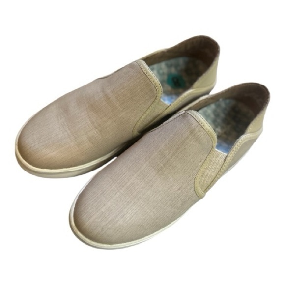Olukai Women’s Leather Slip On Sneakers Size 8 Beige Casual Comfort Shoes - Picture 2 of 4